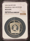 1876 George Washington Triumphal Arch Keystone WM Medal GW-875 - NGC MS 64 DPL