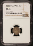 1880-H Canada 5 Cents Silver Coin - NGC XF 45 - KM# 2