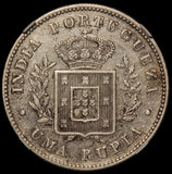 1882 Portuguese India GOA One Rupia Silver Coin - NGC XF 40 - KM# 312