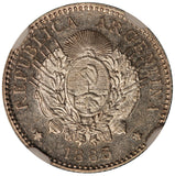 1883 Argentina 10 Centavos Silver Coin - NGC MS 62 - KM# 26