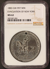 1883 Washington Equestrian Evacuation NY Centennial WM Medal GW-997 - NGC MS 62