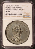 1886 Thomas Arthur Doyle Mayor of Providence, RI 43mm Death Medal - NGC MS 62
