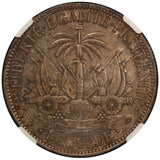 1887 Haiti Gourde Silver Coin - NGC AU 55 - KM# 46