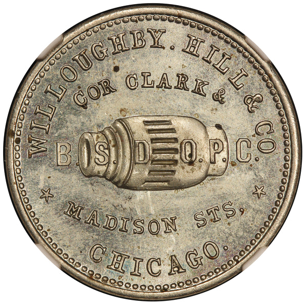 1890s Chicago, IL Willoughby, Hill & Co. Merchant Token R-CHI-165 - NGC MS 65