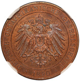 1890 German East Africa 1 One Pesa Proof Copper Coin - NGC Pf 65 RB - KM# 1