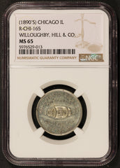 1890s Chicago, IL Willoughby, Hill & Co. Merchant Token R-CHI-165 - NGC MS 65