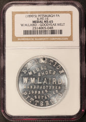 1890s Pittsburgh PA W.M. Laird Goodyear Welt Trade Token R-PIT-15 - NGC MS 65