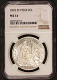 1895 TF Peru 1 Un Sol Silver Coin - NGC MS 61 - KM# 196.26
