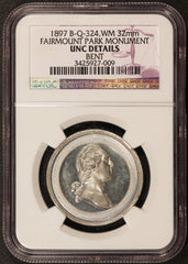 1897 Washington Fairmount Park Monument WM Medal B-Q-324 - NGC UNC Details