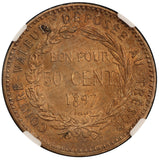 1897 Martinique 50 Centimes Coin - NGC MS 62 - KM# 40