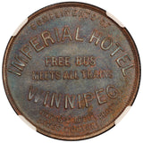 1897 Canada Winnipeg Imperial Hotel Free Bus 32mm Bronze Token - NGC MS 64 BN
