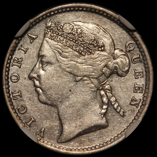 1901 Straits Settlements 10 Cents Silver Coin - NGC AU 55 - KM# 11