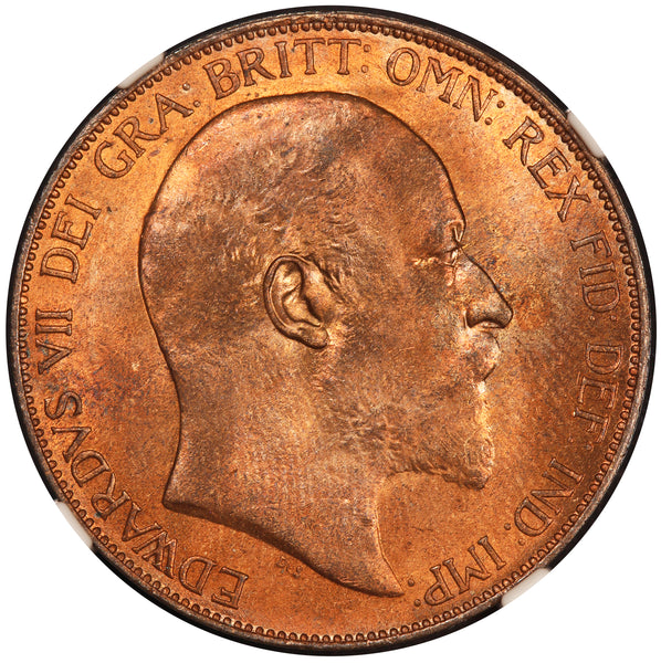1904 Great Britain One Penny Bronze Coin - NGC MS 64+ RB - KM# 794.2
