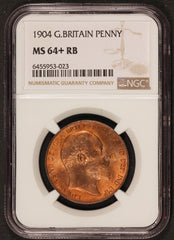 1904 Great Britain One Penny Bronze Coin - NGC MS 64+ RB - KM# 794.2
