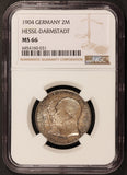 1904 Germany Hesse-Darmstadt 2 Mark Silver Coin - NGC MS 66 - KM# 372