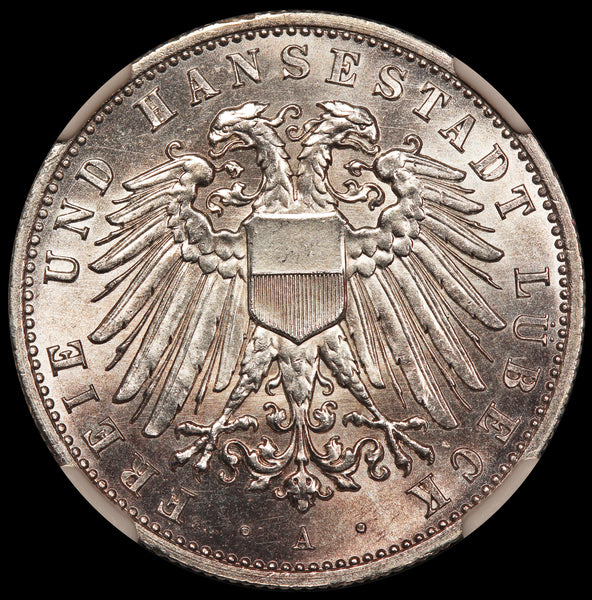 1905-A Germany Lubeck 2 Mark Silver Coin - NGC MS 64 - KM# 212