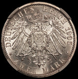 1905-A Germany Lubeck 2 Mark Silver Coin - NGC MS 64 - KM# 212