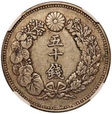 1906 (M39) Japan 50 Sen Silver Coin - NGC XF 45 - Y# 31