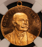 1908 Germany Graf Zeppelin Gold Gilt Bronze Medal Kaiser-266 - NGC MS 66