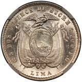 1912 FG Ecuador Lima 2 Decimos Silver Coin - NGC MS 61 - KM# 51.3