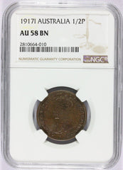 1917-I Australia Half Penny Coin - NGC AU 58 BN - KM# 22