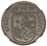 1917 Germany Eberfeld 10 Pfennig Iron Notgeld Coin Lamb-106.5 - NGC MS 61