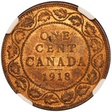 1918 Canada Large 1 One Cent Bronze Coin - NGC MS 64 RB - KM# 21