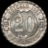 1920 Germany Sugsburg 20 Pfennig Notgeld Coin Mez-1398.1 Tram - PCGS MS 65