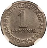 1920 Germany Freudenstadt 1 Pfennig Iron Notgeld Coin Lamb-133.12 - NGC MS 64