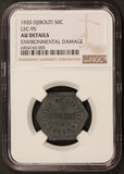 1920 Djibouti Chamber of Commerce 50 Centimes Token Lec-95 - NGC AU Details
