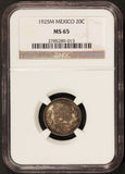 1925-M Mexico 20 Centavos Silver Coin - NGC MS 65 - KM# 438