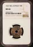 1927 Belgian Congo 10 Centimes Coin - NGC MS 66 - KM# 18