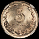 1929 Argentina 5 Centavos Coin - NGC MS 65+ KM# 34