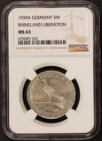 1930-A Germany Rhineland Liberation 3 Mark Silver Coin - NGC MS 63 - KM# 70
