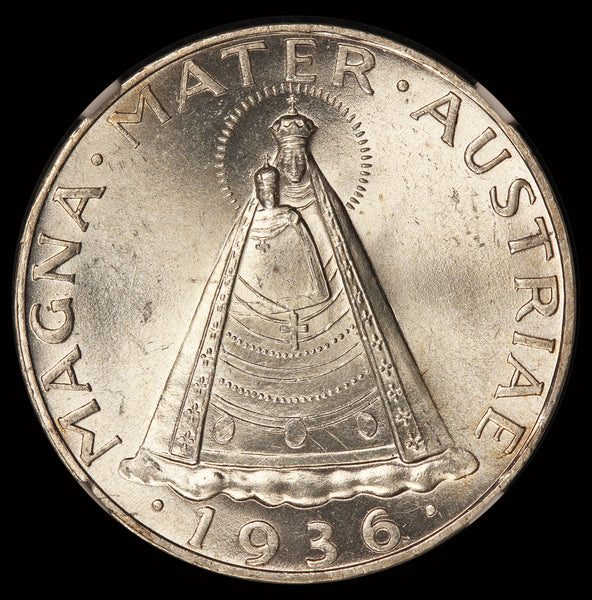 1936 Austria 5 Schilling Silver Coin - NGC MS 64 - KM# 2853
