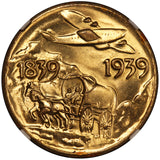 1939 Sacramento, CA Sutter's Fort Centennial 32mm Brass Medal Token - NGC MS 66