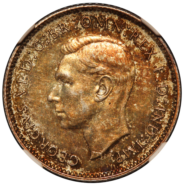 1943-S Australia 6 Pence Silver Coin - NGC AU 58 - KM# 38