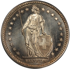 1944-B Switzerland 2 Francs Specimen Silver Coin - PCGS SP 67 - KM# 21