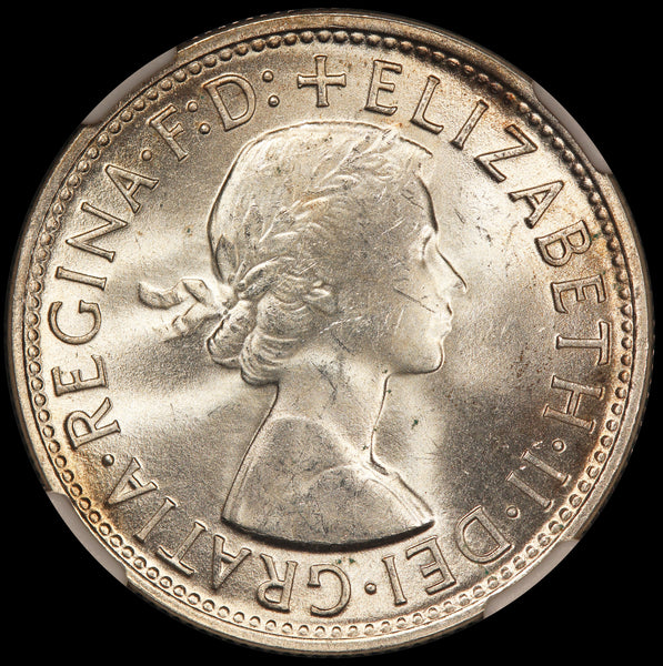 1957 Australia Florin 2 Shillings Silver Coin - NGC MS 64 - KM# 60