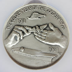1961 U.S. Naval Aviation 50th Anniversary 64mm Silver Medal - Medallic Art Co. - NGC MS 67