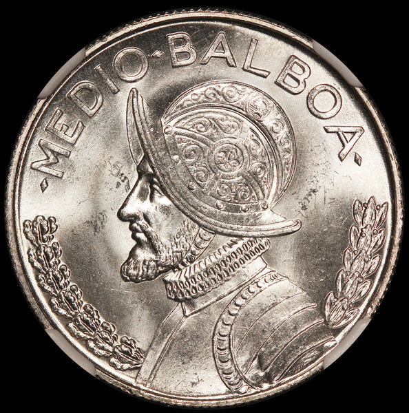 1962 Panama 1/2 Balboa Silver Coin - NGC MS 65 - KM# 12.2
