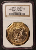 1964 Montana Centennial Octagonal Slug So-Called Dollar Medal - NGC MS 66