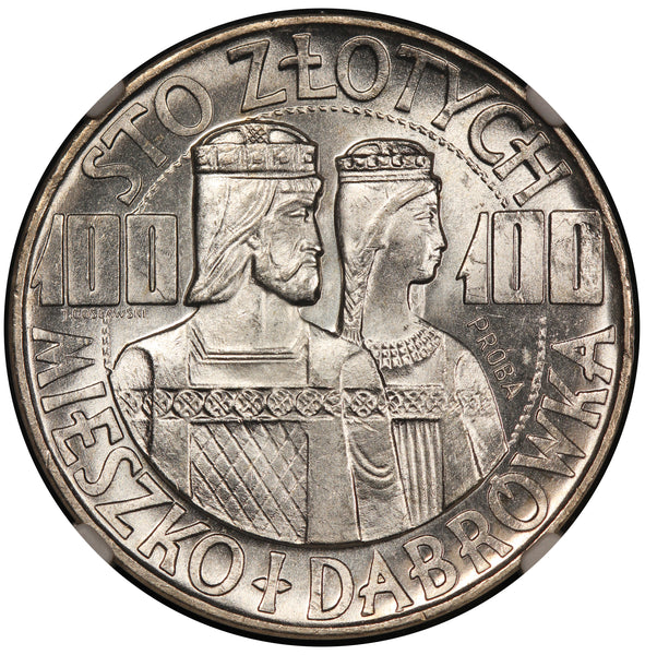 1966 MW Poland 100 Zlotych Proba Silver Coin P-349A - NGC MS 64 - KM# Pr146