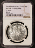1966 MW Poland 100 Zlotych Proba Silver Coin P-349A - NGC MS 64 - KM# Pr146