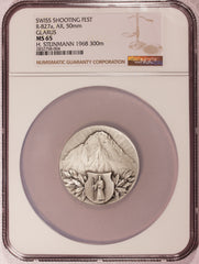 1968 Switzerland Glarus Swiss Shooting 50mm Silver Medal R-827a - NGC MS 65