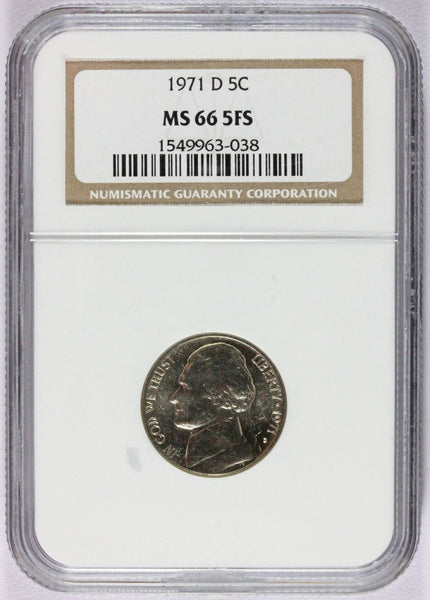 1971-D U.S. Jefferson Nickel Coin - NGC MS 66 5FS