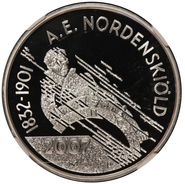 2007 Finland 10 Euro A.E. Nordenskiold Silver Coin - NGC PF 70 UCAM - KM# 134