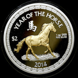 2014 Niue $2 Lunar Year of the Horse Gold Gilt 1 oz Silver Coin - NGC PF 70 UCAM