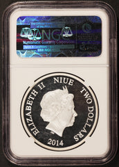 2014 Niue $2 Disney Donald Duck 1 oz .999 Silver Proof Coin - NGC PF 70 UCAM