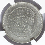 1860 John K. Curtis White Metal Civil War Store Card Token M-NY-178 - NGC MS 61